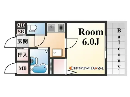 六甲ヒノキ(1K/2階)の間取り写真
