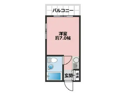 アヴァンティ春日野(ワンルーム/1階)の間取り写真