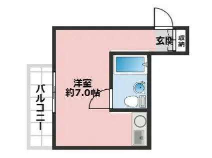 アヴァンティ春日野(ワンルーム/2階)の間取り写真