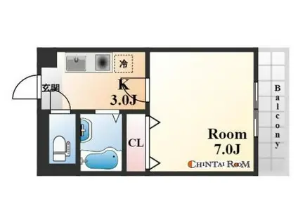 C.C.9(1K/2階)の間取り写真