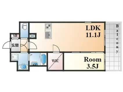 エスリード神戸レジデンス(1LDK/5階)の間取り写真