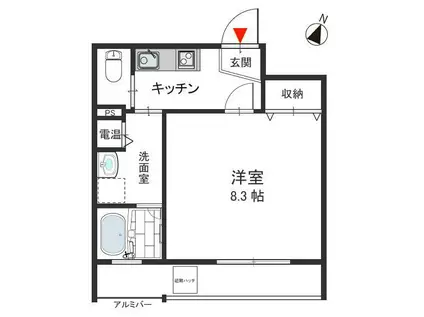 カーサ岡本2丁目(1K/2階)の間取り写真
