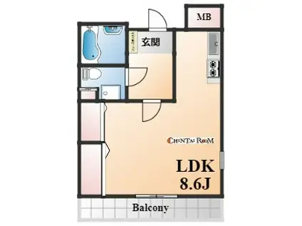 ワコーレヴィータ深江本町(1K/4階)の間取り写真