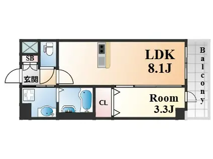プレサンスブルーム新神戸(1LDK/2階)の間取り写真