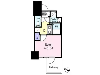 エスリード神戸三宮ヒルズ(1K/6階)の間取り写真