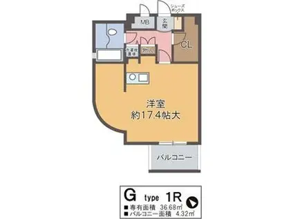 ホープ芦屋(ワンルーム/3階)の間取り写真