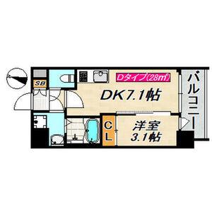 SDグランツ三宮イーストフロント(1DK/6階)の間取り写真