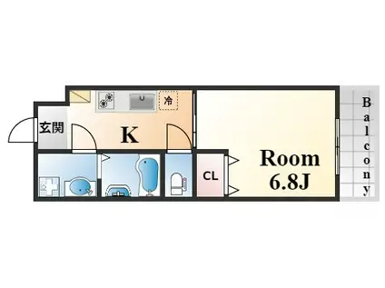 ERCITYS 御影塚町(1K/4階)の間取り写真