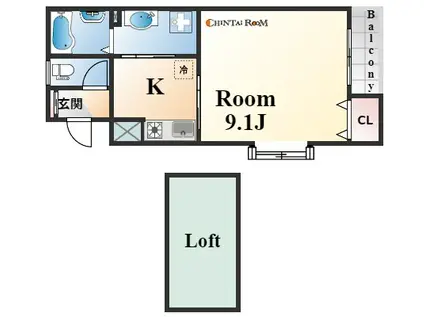 フローラ岡本(1K/2階)の間取り写真