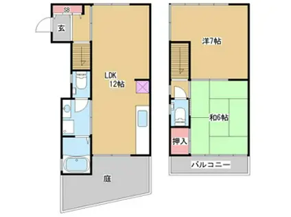 阪神電鉄本線 大石駅 徒歩12分 2階建 築43年(2LDK)の間取り写真