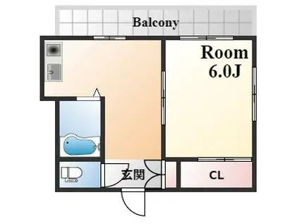 ゆめハイツ(1K/2階)の間取り写真