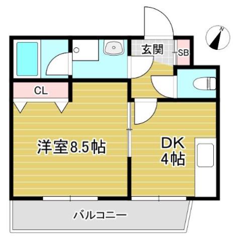 ダイコーパレス(1DK/4階)の間取り写真