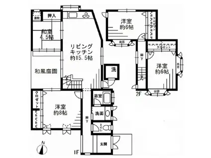 阪急電鉄神戸線 芦屋川駅 徒歩4分 2階建 築30年(4LDK)の間取り写真