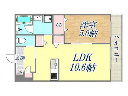 SAIEN西宮(1LDK/4階)の間取り写真
