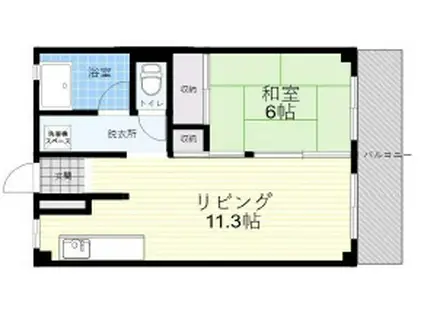 東部マンションA棟(1LDK/5階)の間取り写真