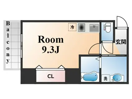 アクシス神戸みなと元町(ワンルーム/6階)の間取り写真
