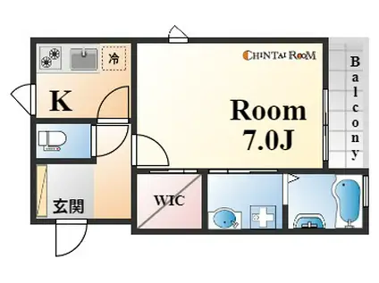 ヴェント チェーロ(1K/2階)の間取り写真