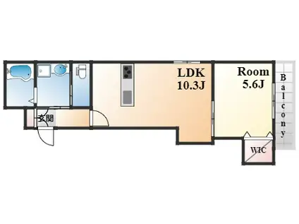 HEBEL BLUME 新神戸(1LDK/2階)の間取り写真
