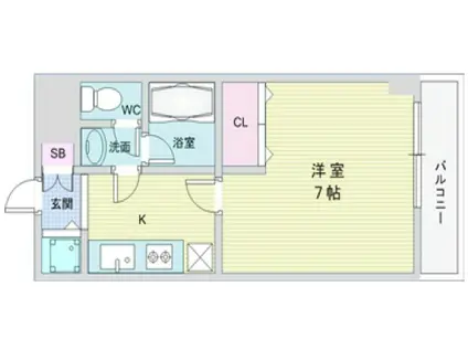 STAGEONE(1K/4階)の間取り写真