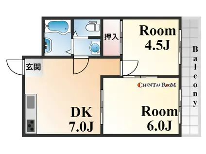 メゾン幸(2DK/3階)の間取り写真