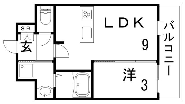 プレサンス神戸水木通ルミエス(1LDK/9階)の間取り写真