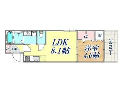 F ASECIA AIRE(1LDK/1階)の間取り写真