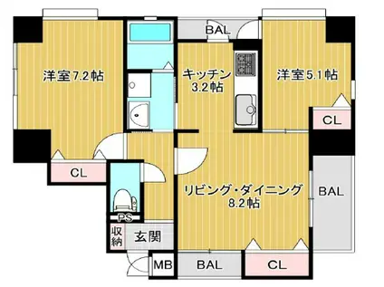 ワコーレエクシード神戸(2LDK/1階)の間取り写真
