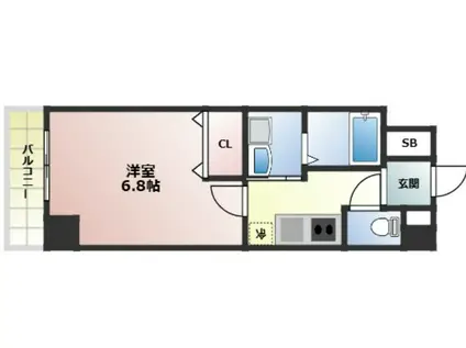リブネスコート西宮鳴尾(1K/3階)の間取り写真