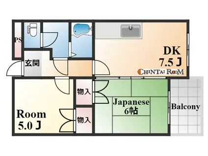 リンクス甲南(2DK/2階)の間取り写真
