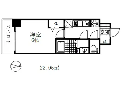 プレサンス兵庫駅前(1K/13階)の間取り写真