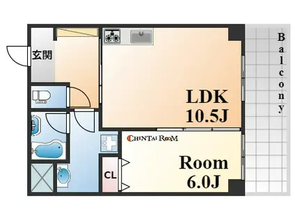 ルセーヌ森北(1LDK/2階)の間取り写真