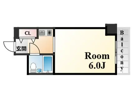 コスモプラザ三宮(ワンルーム/2階)の間取り写真
