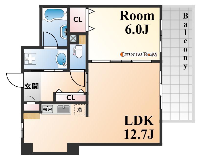 モンテルーチェ甲南(1LDK/6階)の間取り写真