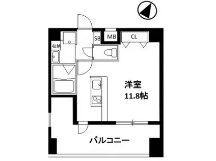 パークビュー王子駅前(1K/8階)の間取り写真