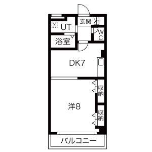 ヒルズ岡本(1DK/4階)の間取り写真