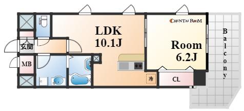 シャロン灘(1LDK/4階)の間取り写真