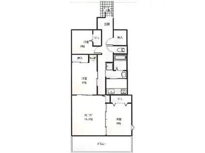 ウェルブ六甲道3番街(3LDK/11階)の間取り写真