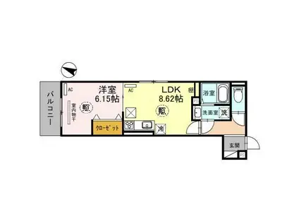 D-ROOM旗塚(1LDK/3階)の間取り写真