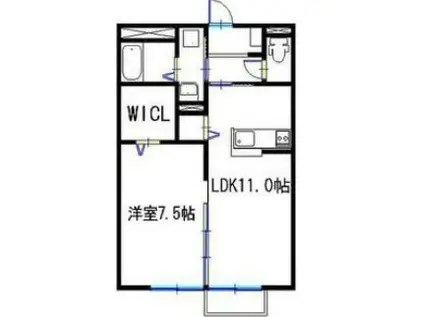 フレッツア西宮堤町(1LDK/1階)の間取り写真