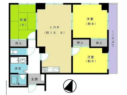 ハイネス山下(3LDK/2階)の間取り写真