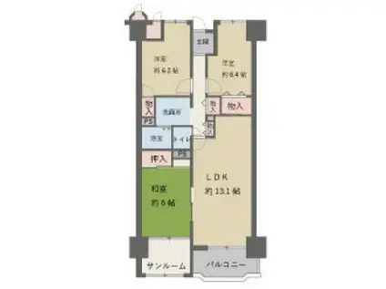 エクセル住吉台(3LDK/8階)の間取り写真