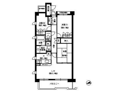 ハイツ甲四公園(3LDK/3階)の間取り写真