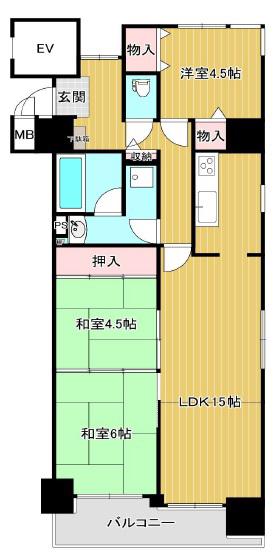 グランドプラザ神戸パート2(3LDK/6階)の間取り写真