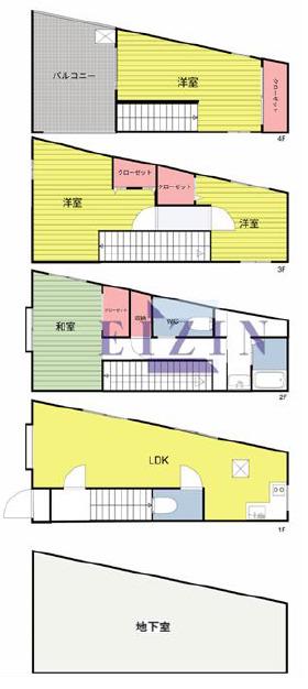 神戸市西神山手線 県庁前駅(兵庫) 徒歩5分 4階建 築30年(4LDK)の間取り写真