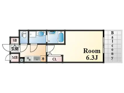 プロヴィスタ神戸三宮イースト(1K/8階)の間取り写真