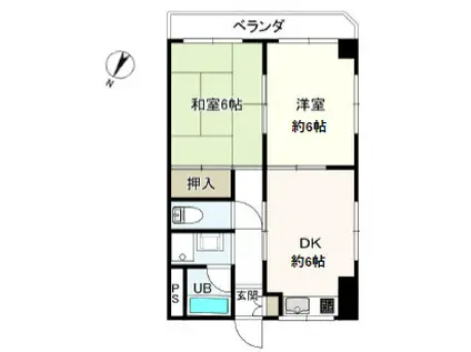 ソレイユ打出(2DK/2階)の間取り写真