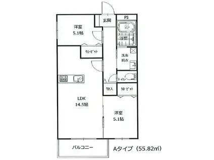 RIVIERE西宮(2LDK/3階)の間取り写真