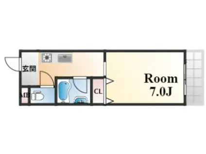 ライフェスト御影パートⅡ(1K/3階)の間取り写真