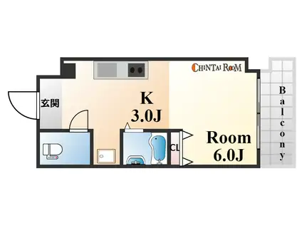 エスポワール灘(1K/3階)の間取り写真