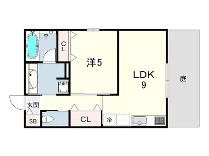 ピアチェーレ甲陽園(1LDK/1階)の間取り写真